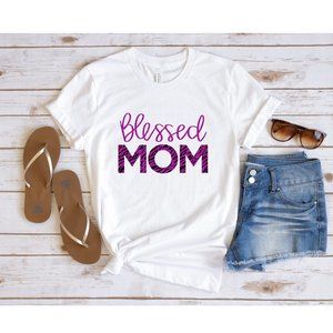 Blessed MOM White Unisex Short Sleeve Graphic Tshirt